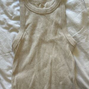 Aerie Cream Ribbed Tank Top